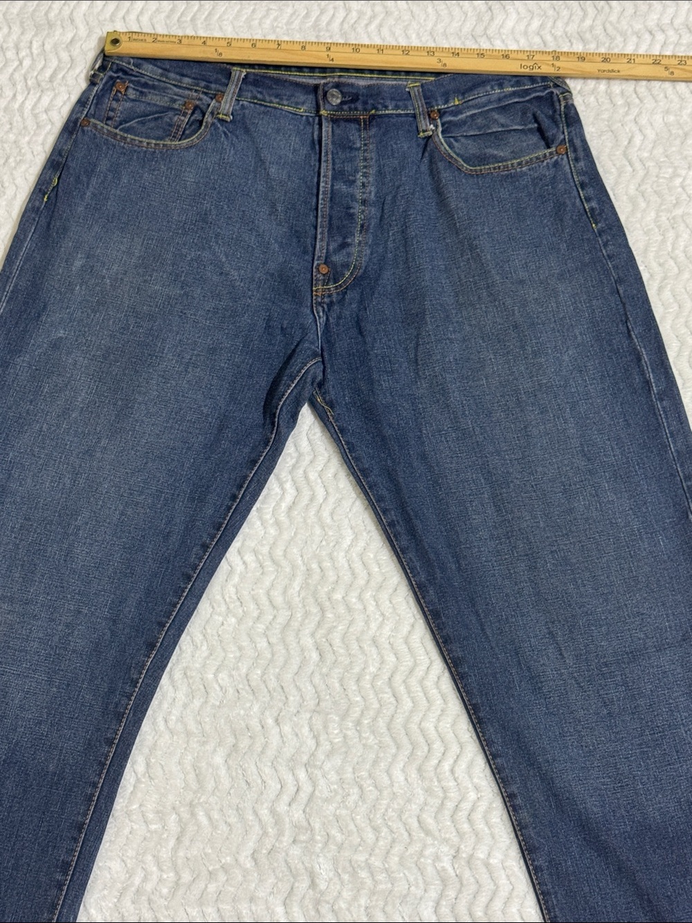 Vintage Evisu Denim Embroidered Jeans Japan Baggy Y2K Men Size 36 Blue - Picture 5 of 16
